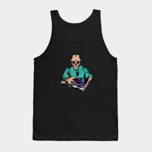 vector image with a person with a skull head holding a shoe Tank Top